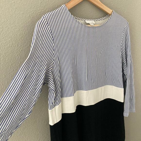 J. Jill Striped Colorblock Sheath Dress - 3/4 Sleeves - Medium Petite - Picture 3 of 5